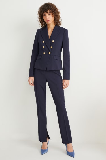 Damen - Business-Hose - High Waist - Slim Fit - dunkelblau
