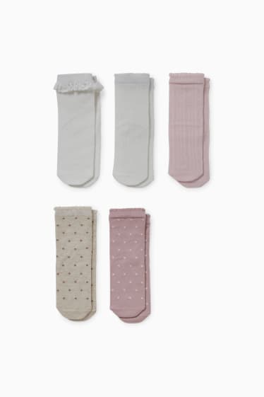 Bébés filles - Lot de 5 paires - chaussettes pour bébé - blanc pur