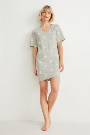 Dona - Camisa de dormir - piquets - beix clar