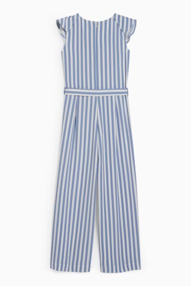 Kinderen - Jumpsuit - gestreept - blauw / wit