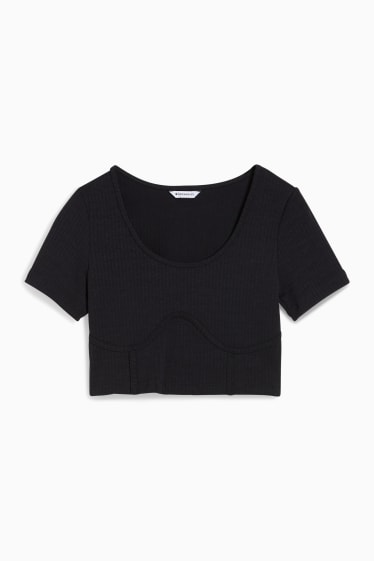 Dames - Kort T-shirt - zwart