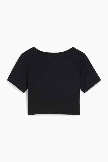 Dames - Kort T-shirt - zwart