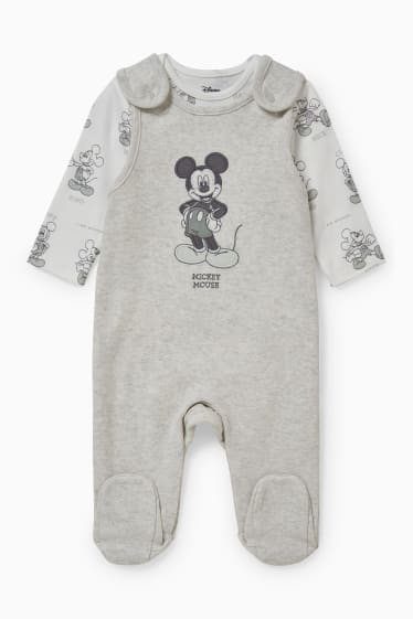 Babys - Micky Maus - Strampler-Set - 2 teilig - hellgrau-melange