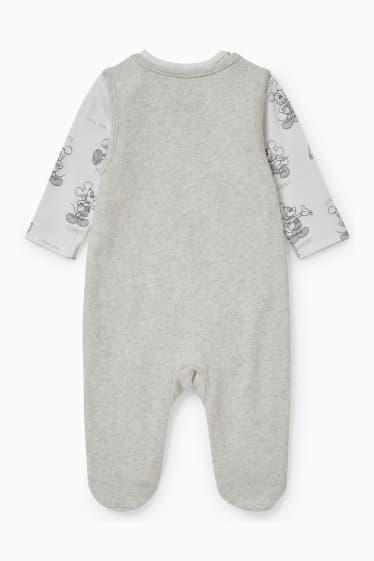 Baby Jungen - Micky Maus - Strampler-Set - 2 teilig - hellgrau-melange