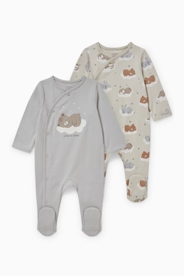 Babys - Set van 2 - babypyjama - lichtgrijs