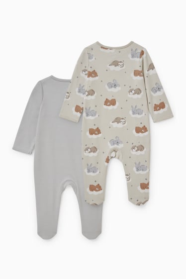 Babys - Set van 2 - babypyjama - lichtgrijs