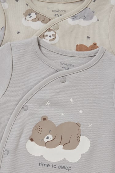 Babys - Set van 2 - babypyjama - lichtgrijs