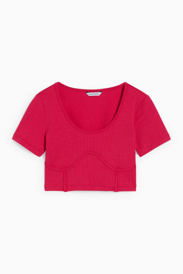 Femei - CLOCKHOUSE - tricou crop - roz