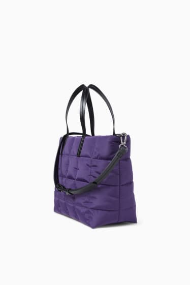 Dámské - Prošívaná kabelka shopper - fialová
