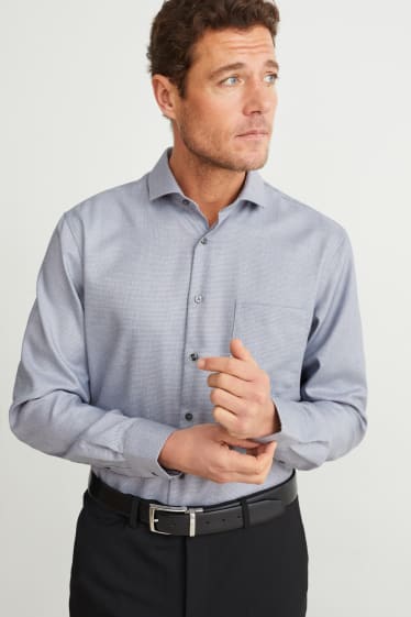 Hommes - Chemise de bureau - regular fit - col cutaway - facile à repasser - gris