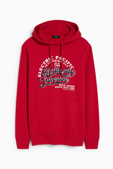 Hommes - Sweat à capuche - rouge foncé