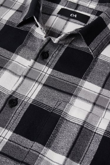Men - Shirt - regular fit - kent collar - check - white / black