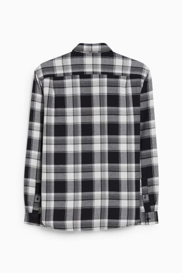 Men - Shirt - regular fit - kent collar - check - white / black