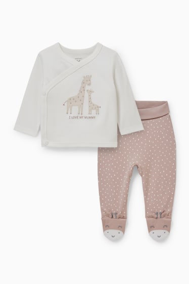 Baby Mädchen - Erstlingsoutfit - 2 teilig - cremeweiss