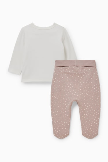 Baby Mädchen - Erstlingsoutfit - 2 teilig - cremeweiss