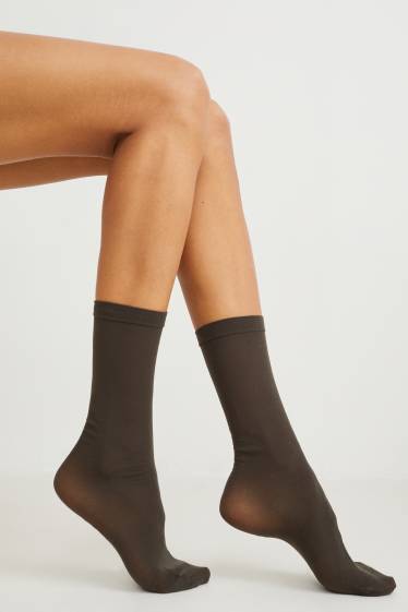 Damen - Multipack 4er - Feinkniestrümpfe - Komfortbund - 40 DEN - dunkelbraun