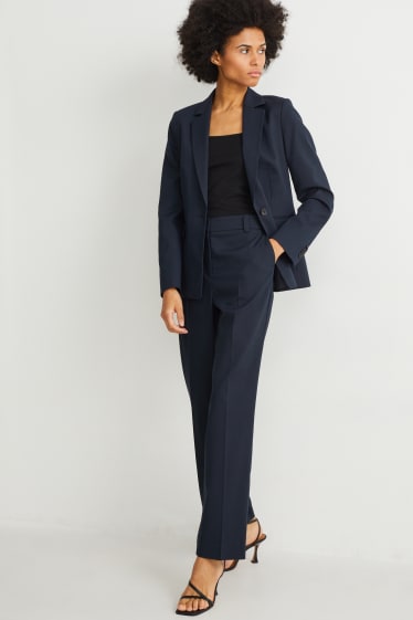 Femei - Pantaloni office - talie medie - straight fit - albastru închis