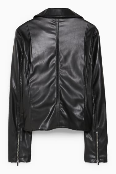 Women - Biker jacket - faux leather - black