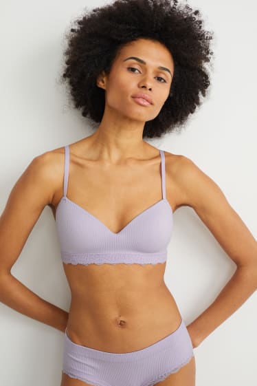 Damen - BH ohne Bügel - DEMI - wattiert - seamless - LYCRA® - hellviolett