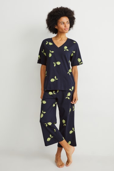 Damen - Pyjama - dunkelblau