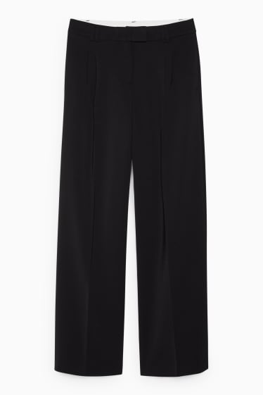 Women - Business trousers - high waist - wide leg - black