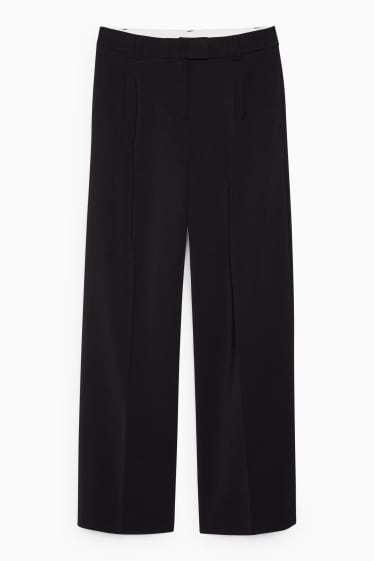 Damen - Business-Hose - High Waist - Wide Leg - schwarz