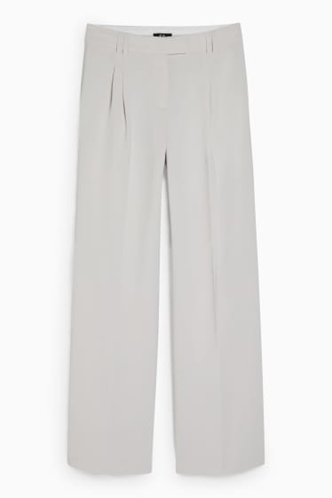 Women - Business trousers - high waist - wide leg - creme