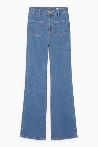 Femei - Flared jeans - talie înaltă - LYCRA® - denim-albastru