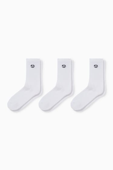 Femmes - Lot de 3 - chaussettes de tennis à motif - logo - blanc