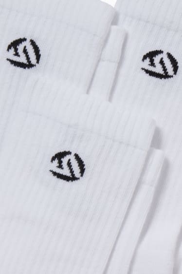 Dámské - Multipack 3 ks - tenisové ponožky s motivem - logo - bílá
