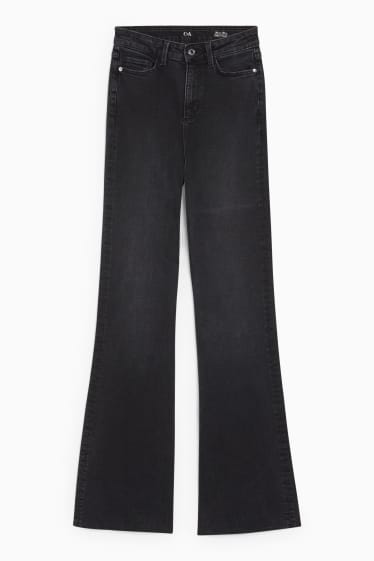 Women - Flared jeans - high waist - LYCRA® - denim-dark gray