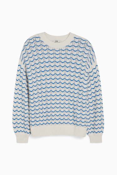 Damen - Pullover - gestreift - cremeweiß