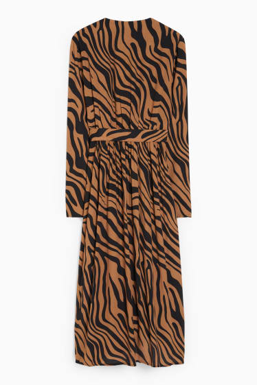 Femmes - Robe portefeuille - à motif - marron