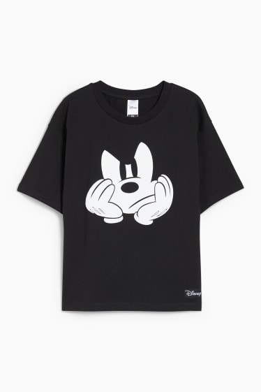 Kinder - Micky Maus - Kurzarmshirt - schwarz