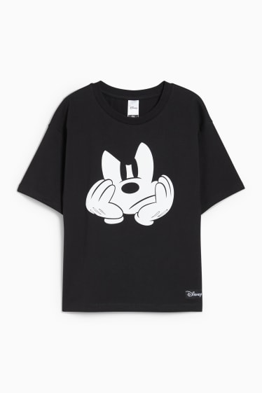 Kinder Mädchen - Micky Maus - Kurzarmshirt - schwarz
