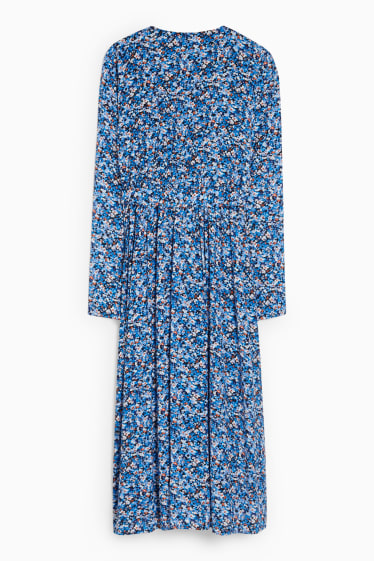 Femmes - Robe portefeuille - à fleurs - bleu
