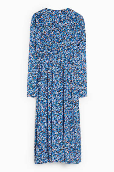 Donna - Vestito incrociato - a fiori - blu