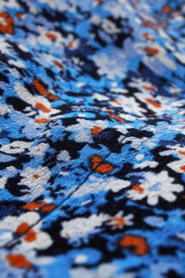 Femmes - Robe portefeuille - à fleurs - bleu