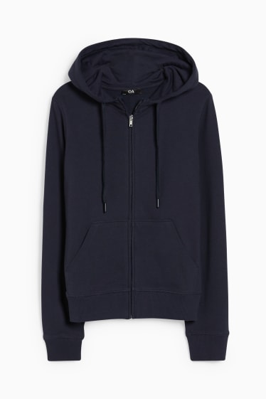 Women - Basic zip-through sweatshirt with hood - dark blue