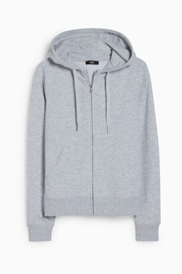 Women - Basic zip-through sweatshirt with hood - light gray-melange