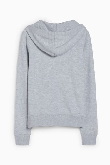 Women - Basic zip-through sweatshirt with hood - light gray-melange