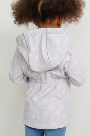 Dětské - Softshellová bunda s kapucí - se vzorem - světle šedá-žíhaná