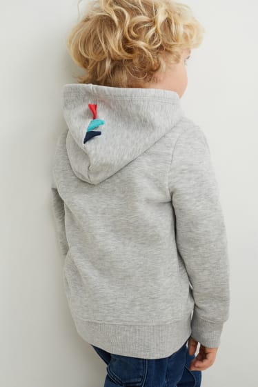 Bambini - Dinosauri - felpa con cappuccio - grigio chiaro melange