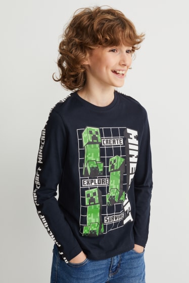 Bambini - Minecraft - maglia a maniche lunghe - blu scuro