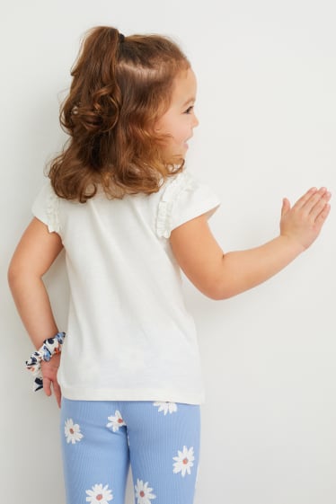 Dzieci - Zestaw - koszulka z krótkim rękawem i gumka do włosów owijka - 2 części - kremowobiały