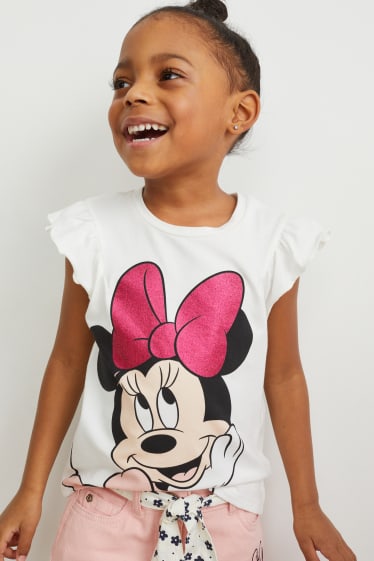 Kinderen - Set van 2 - Minnie Mouse - T-shirt - wit / roze