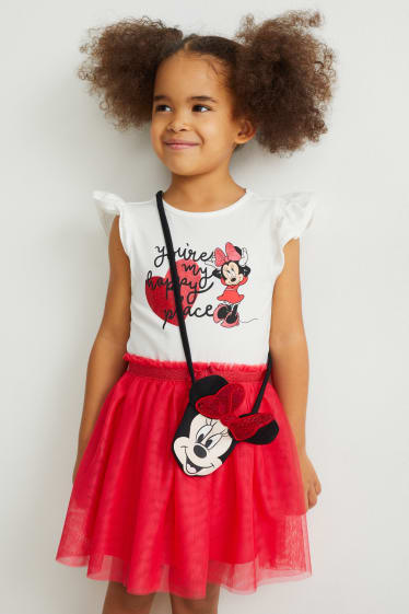 Kinderen - Minnie Mouse - set - jurk en tas - 2-delig - fuchsiarood