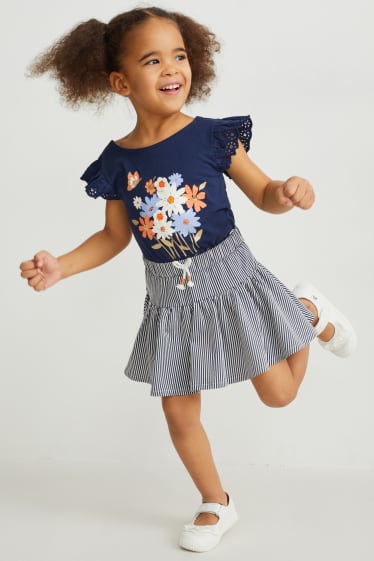 Enfants filles - Ensemble - 2 T-shirts, une jupe et des leggings - 4 pièces - blanc crème