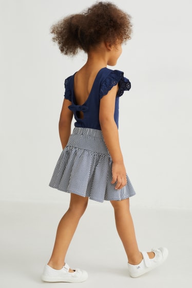 Enfants filles - Ensemble - 2 T-shirts, une jupe et des leggings - 4 pièces - blanc crème