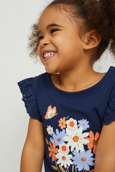 Enfants filles - Ensemble - 2 T-shirts, une jupe et des leggings - 4 pièces - blanc crème